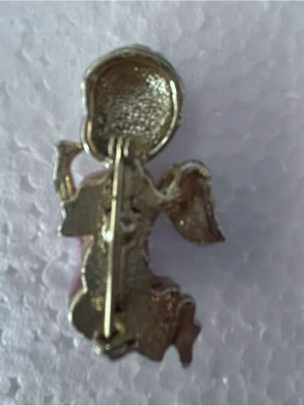 Vintage Beatrix Pink Enamel Angel Brooch Pin Unsigned Mid Century Cherub